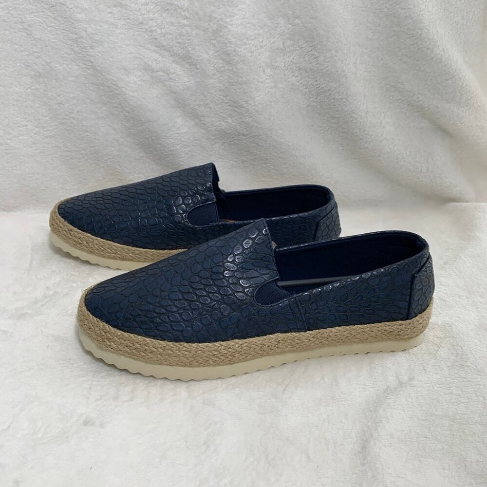 Electric Karma Lulu Espadrille Slip On Womens 11 Navy Blue Embossed Platform‎